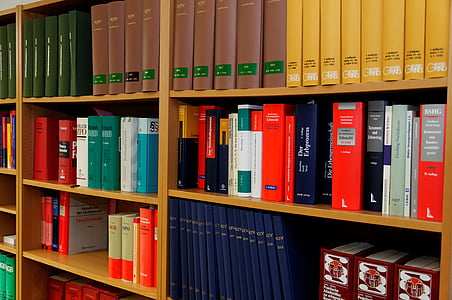bookcase, law firm, attorney, law books, regulation, paragraphs, right
