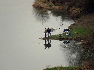 pescador, Fischer, Río, Ángel, agua, caña de pescar, captura de peces