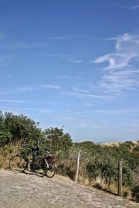 dunes, dune landscape, sea, beach, strandweg, view, bike