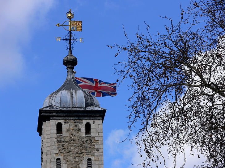 Bandeira, Union jack, Reino Unido, Grã-Bretanha, Torre, Torre de Londres, Londres