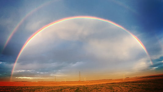 arco iris, paisaje, nube