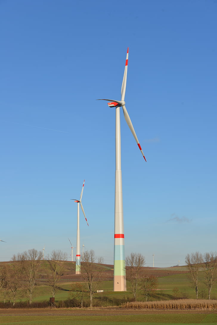 windräder, energia, energia de eco, energia eólica, céu, azul, tecnologia ambiental