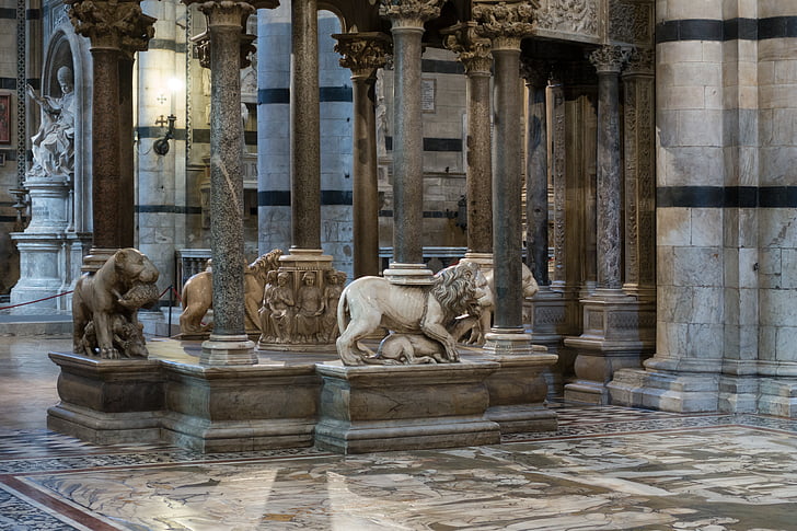 pulpito, Leone, Dom, Siena, Nicola pisano, colonnare, marmo