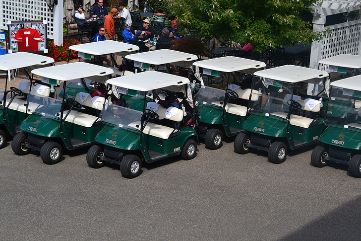 golf club, car, cart, golf cart, golf, sports, outdoors