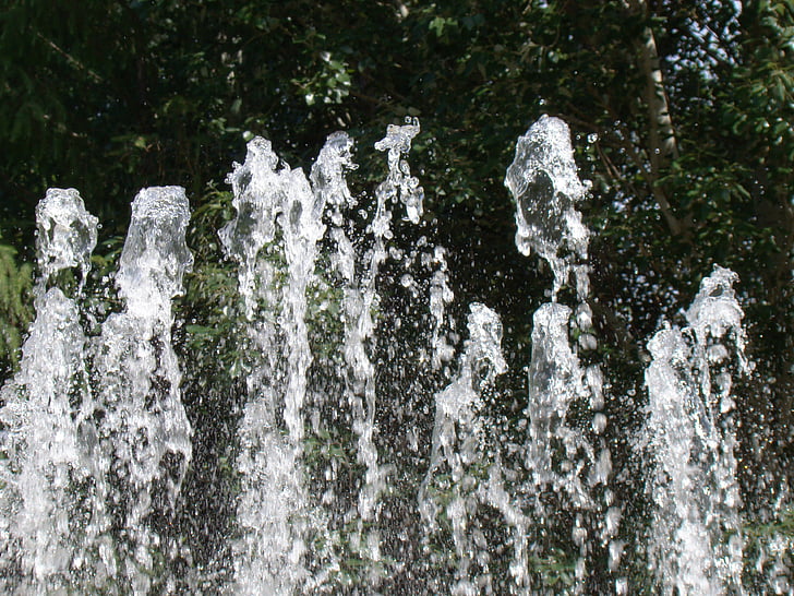 fontána, Jet, vody, Spray, kvapky, letné, slnko