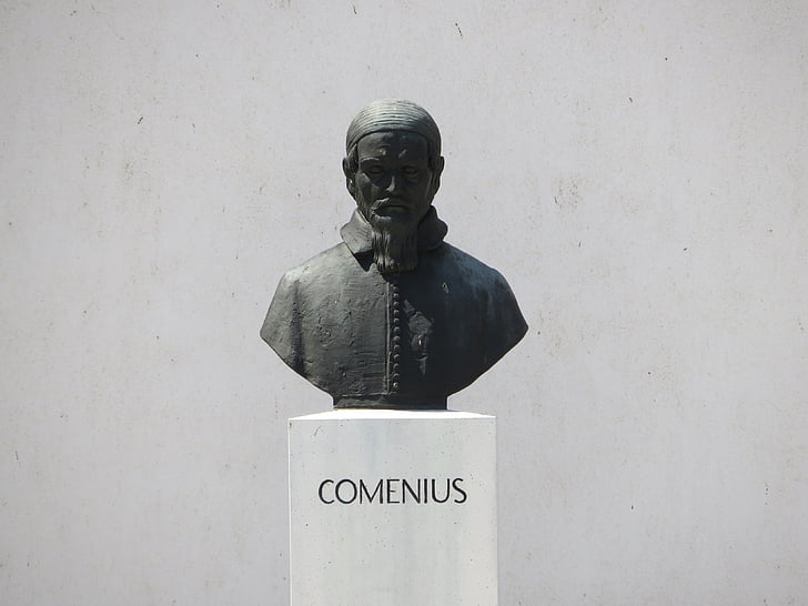 statue de, bronze, monument, statue en bronze, symbole, Hongrie, Comenius