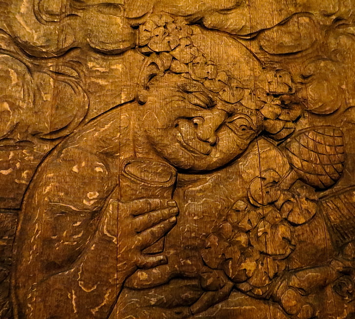 sculpture sur, Bacchus, Cave, tonneaux en bois, bois, tonneau de vin, conservation du vin