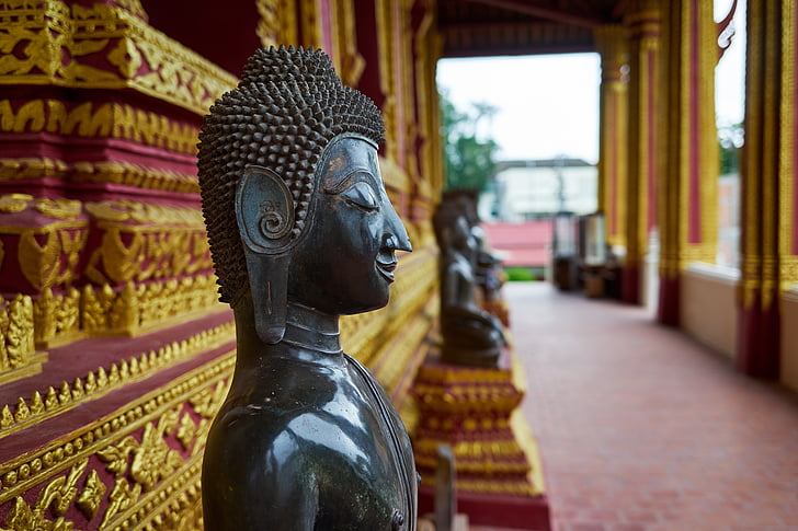 chrám, sochy, Asie, Buddha, buddhistický, božstvo, Laos
