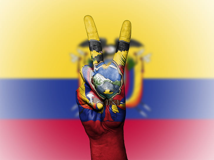 Ισημερινός, ειρήνη, χέρι, έθνος, φόντο, πανό, χρώματα