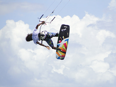 Skate surf, volar, Playa, vuelo, Paracaidismo, paracaídas, aire