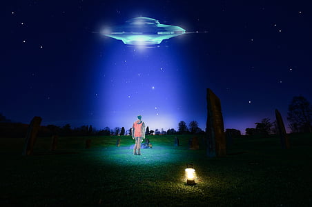 UFO, photographie de nuit, photographie, Couleur, paysage, espace, nuit