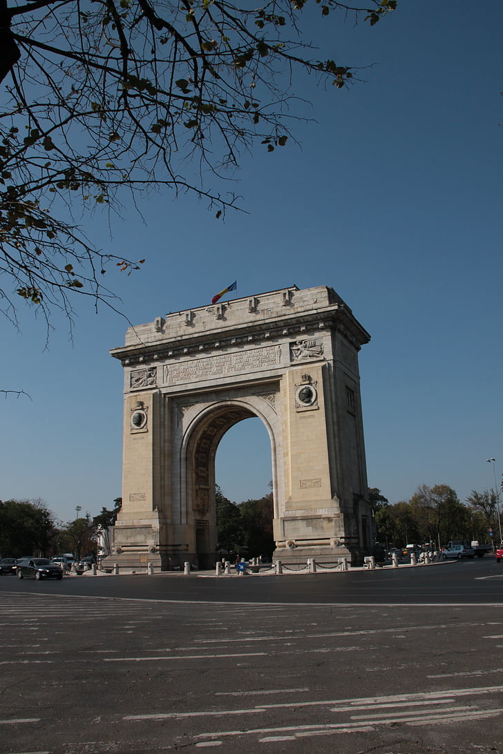 Arch, triumf, Bucharest, Romania, arkitektur, monumenter, steiner