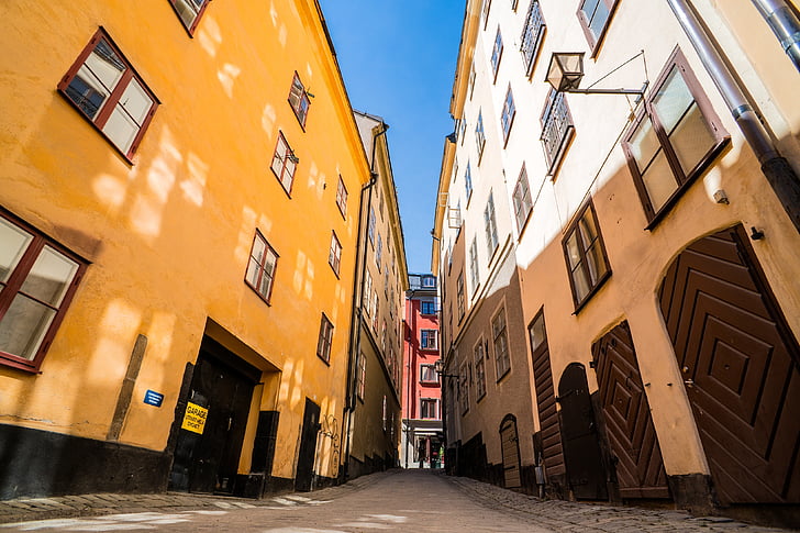 Stokholmas, Švedija, senas miestas, alėja, Europoje, turizmo, Skandinavijos šalyse