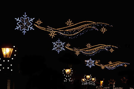 Коледа пазар, lichterkette, светлини, Коледа, осветени, звезда, Адвент