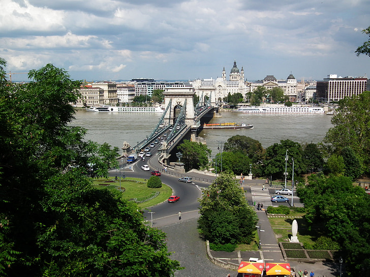 Kjedebroen budapest, broer i budapest, arkitektur, Bridge, Budapest, Chain bridge