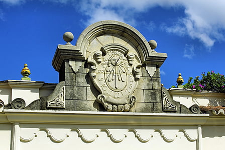 Guatemala, pediment, Dial, surya, waktu, arsitektur, fasad