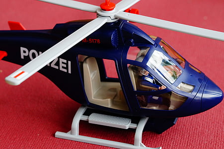 경찰, 헬리콥터, 경찰 헬리콥터, playmobil, 장난감, 아이, 아이 들