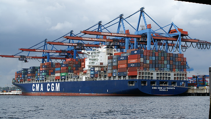 Hambourg, port, conteneur, navire, Terminal Server, Burchardkai, Crane