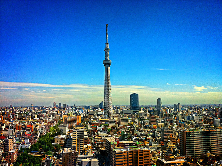 Tokyo tower, Tokyo, Japonia, gród, słynne miejsca, Architektura, miejskich skyline