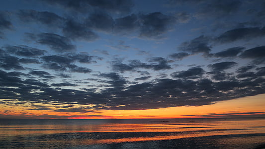 Sunset, Sea, auringonlasku meren, abendstimmung, ilta taivaalle, farbenpracht, pilvet