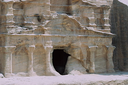 temple, urn tomb, weathered, petra, the red, the colorful, siq