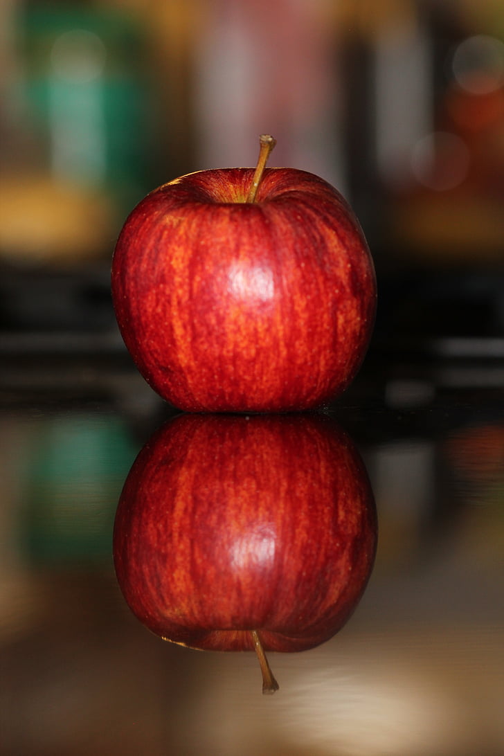 แอปเปิ้ล, สีแดง, สะท้อน, แอปเปิ้ลแดง, อาหาร, ธรรมชาติ, มีสุขภาพดี