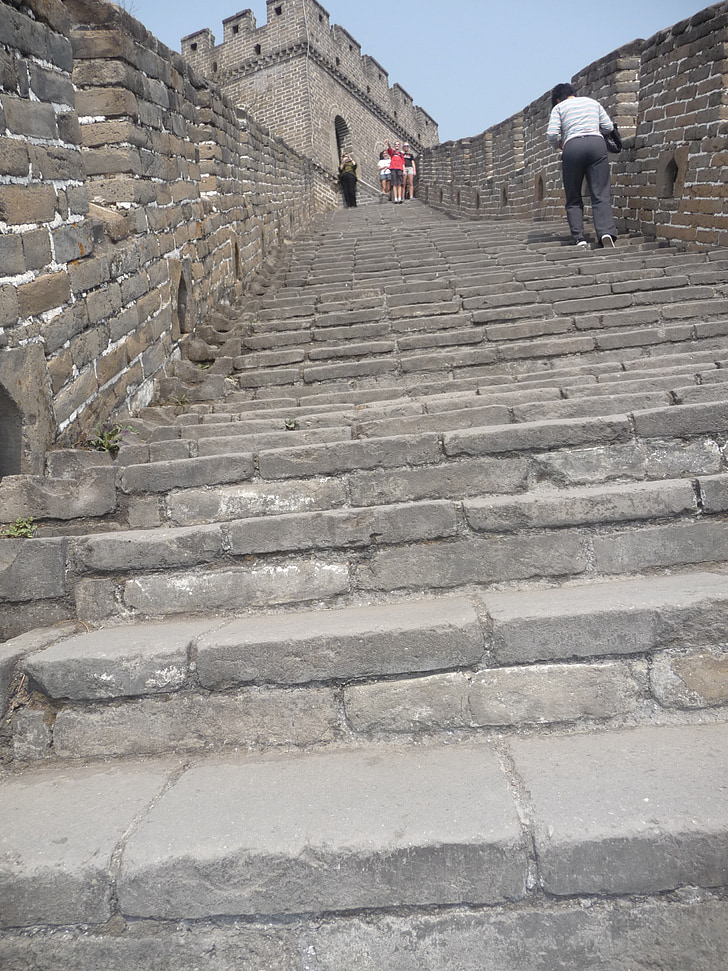 Gran Muralla xinesa, escales, passos, cap amunt, Xina, antiga, pedra