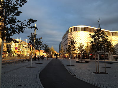 Leipzig, Plåtburk, solnedgång, arkitektur, natt, berömda place, Urban scen