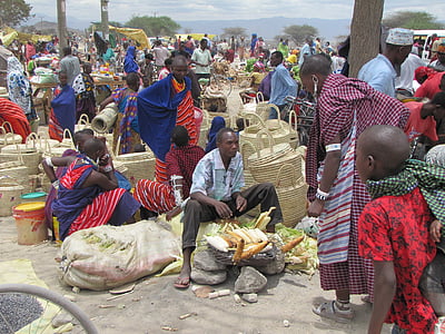 mercado, África, colorido, Tanzânia, Masai, cestas
