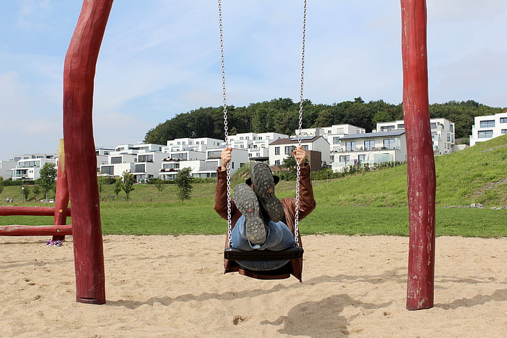 playground, rock, swing device, play, fun, out
