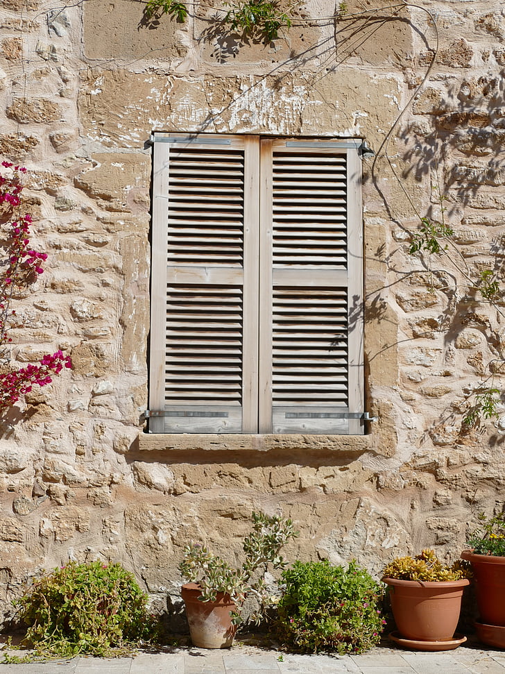 окно, Домашняя страница, hauswand, фасад, Испания, Деревенская, жалюзи