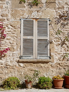 窗口, 首页, hauswand, 立面, 西班牙, 乡村, 百叶窗
