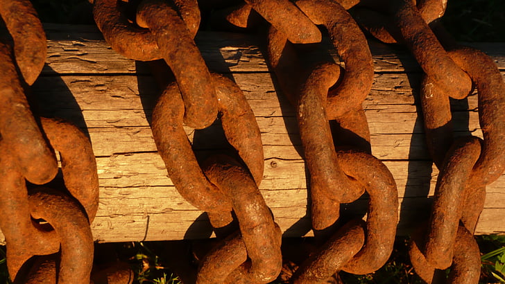 chain, wood, rust, steel, aged, weathered, timber
