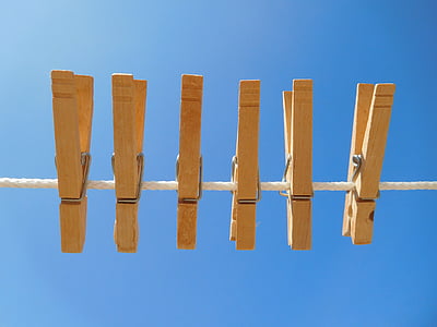 clothespin, drevené clothespins, šnúra na bielizeň, drevo - materiál
