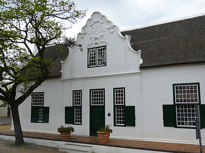 south africa, stellenbosch, building, cape dutch, thatched roof, cape town, historically
