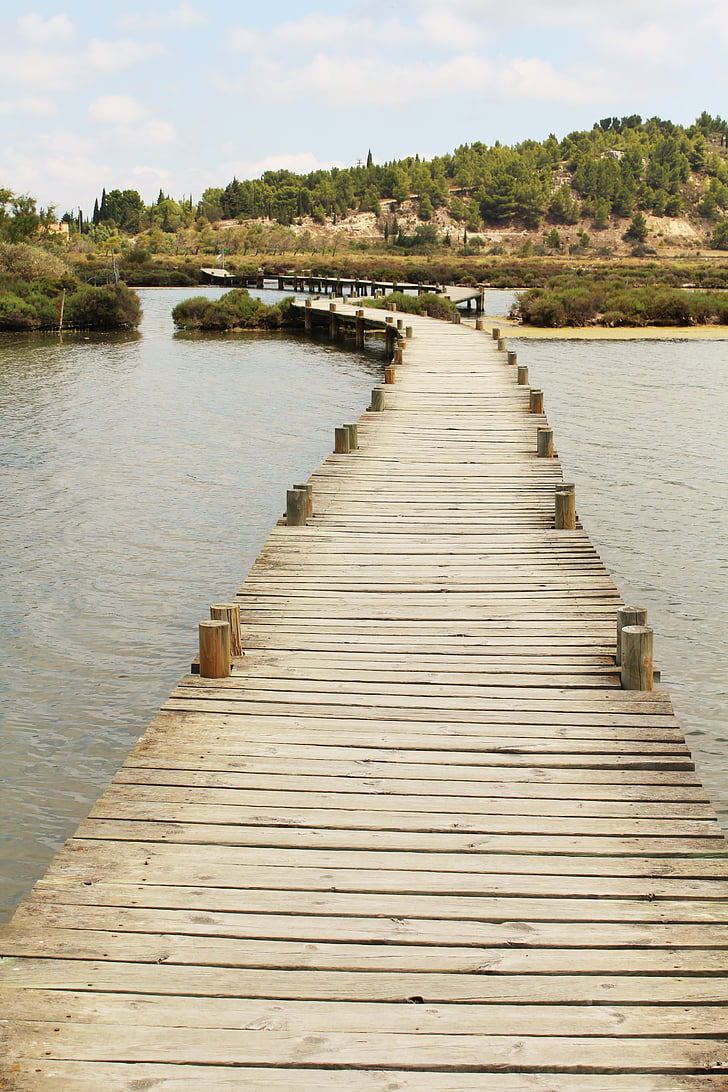 мост, Salins, дървен мост, кокили, морски peyriac, Франция, път