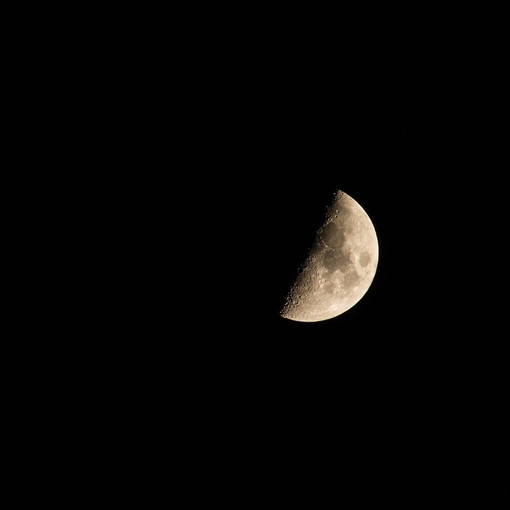 mēnesis, puse, naktī, nakts debesis, Luna