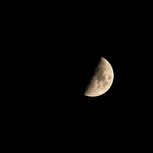 måned, halvparten, natt, nattehimmelen, Luna