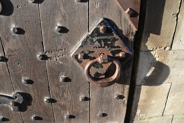 pintu kayu ek, tombol, menangani, kait, Oak, kayu, kayu