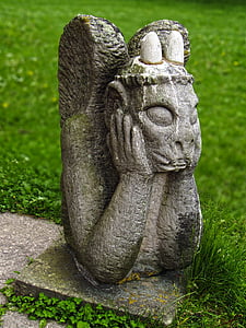 Figura, figura de fantasía, Gárgola, escultura, criaturas míticas, talla de la roca, objeto de arte