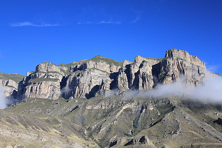 montagne, Caucase, nuages, roches