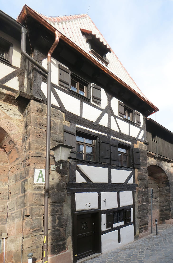 slottsmuren, middelalderen, slottet, fachwerkhaus, truss, Nürnberg