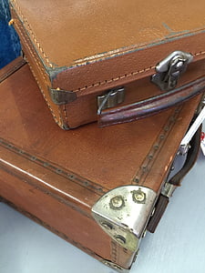 Vintage, walizka, podróży, przechowalnia bagażu, stary