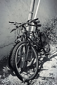 bicicletas, Polo, Callejón de, rueda, sombras, pared, calle