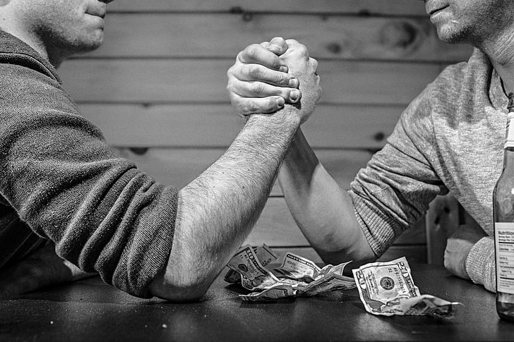 arm-wrestling, bar, bet, betting, black-and-white, compare, comparison