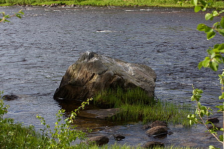 batu, Danau, alam, Sungai, saat ini, tenang, musim semi