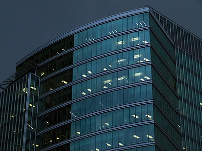 cena noturna, edifício, cintura alta, centro da cidade, Vancouver, Colúmbia Britânica, Canadá