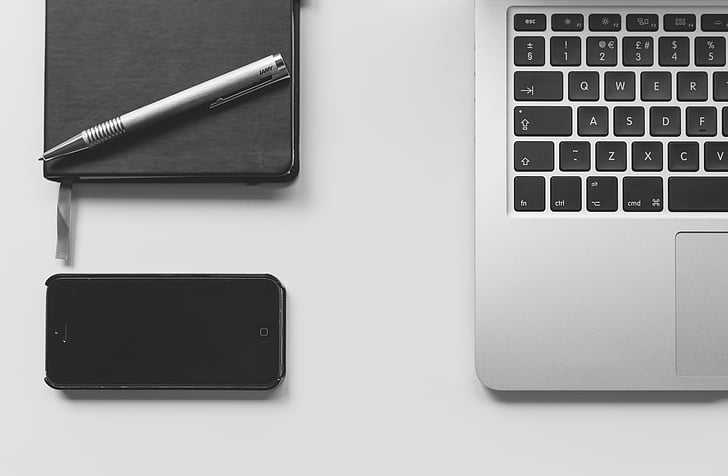 MacBook, Срібло, поруч, Сланець, iPhone, білий, поверхня