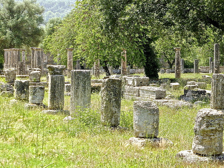 zrúcaniny, stĺpce, Roman, kameň, Olympia, Staroveké, História