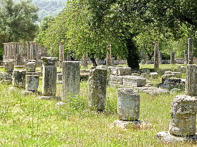 ruïnes, columnes, romà, pedra, Olympia, antiga, història